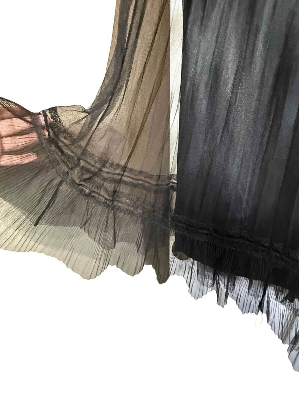 Dwirapal Black Tulle Mesh Pleated Fairycore Whimsigoth Midi Skirt Size 44 large - Picture 6 of 10